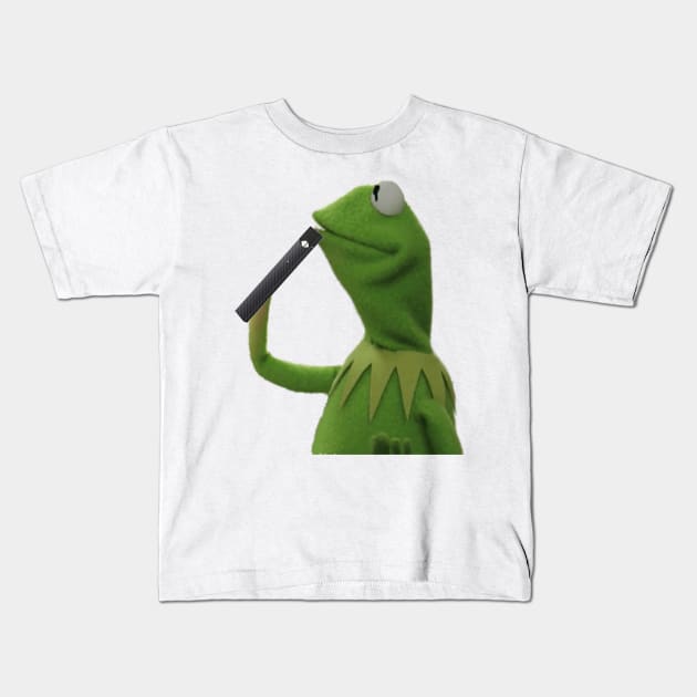 Kermit Vapes Kids T-Shirt by one-broke-kid